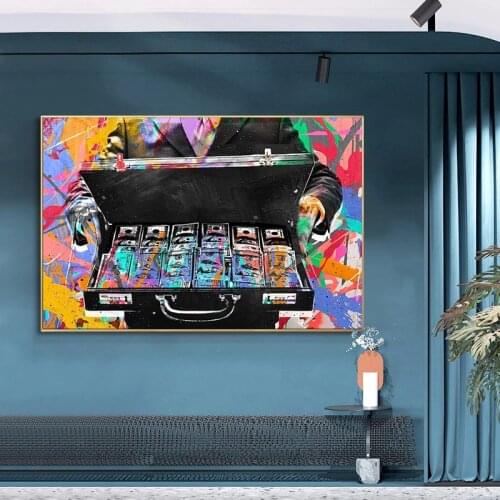 Abstract Money Graffiti Art Canvas Painting Inspirational Posters and Prints Cuadros Wall Art Picture for Living Room Home Decor