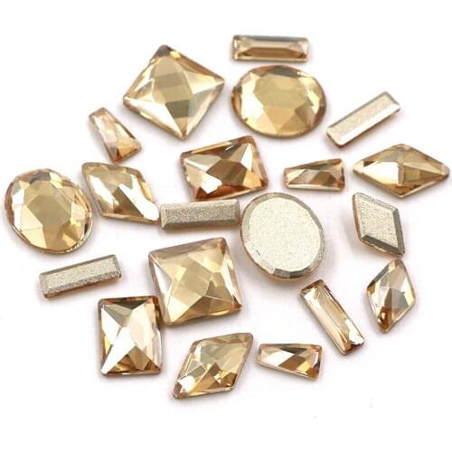 Free shipping 20pcs/bag High quality Champagne flatback k9 glass rhinestones for DIY nail art/clothing