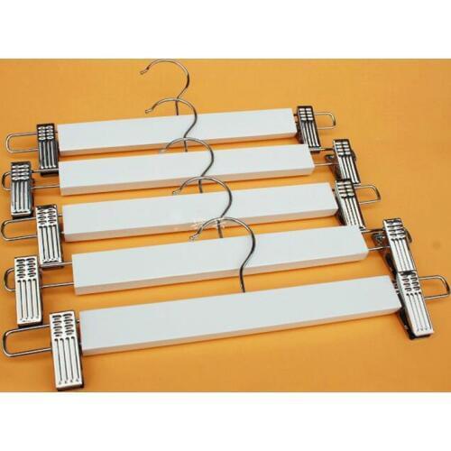 Sainwin 10pcs/lot Wood Pant Hangers Child Pants Rack White Non-slip Pants Clips
