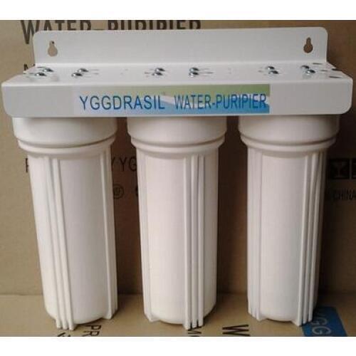 Water Filter Parts 3 stages white PP filter housing without cartridge with bracket