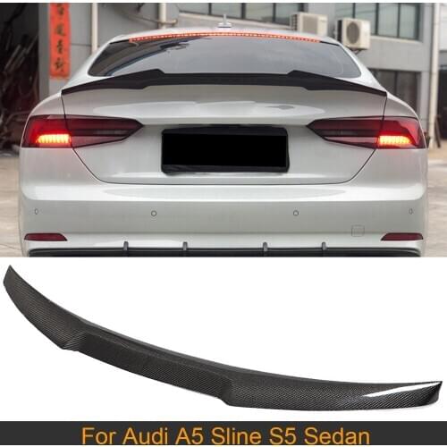 For A5 S5 Rear Trunk Wing Spoiler For Audi A5 Sline S5 Sedan 2017 - 2019 Car Rear Trunk Boot Lid Lip Wing Spoiler Carbon Fiber