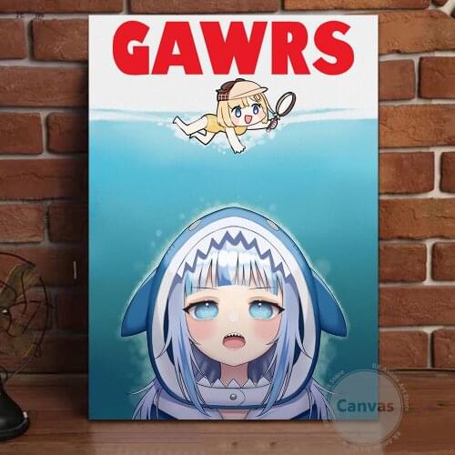 Canvas Anime Gawr Gura Home Decoration Paintings Poster HD Prints Wall Art Modular Living Room