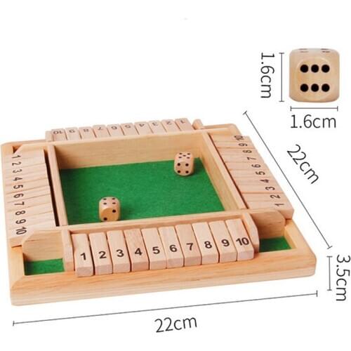 Dice Board Game 4-sided 10-number Wooden Board Luxury Cube Dice Creative Fun Bar Family Party Entertainment Board Game Toy