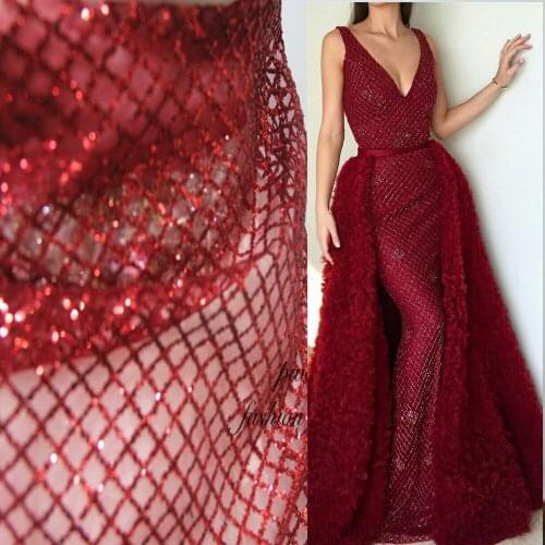 Royal red lace fabric latest african laces 2019 french lace fabric nigerian wedding lace fabric for wedding dress