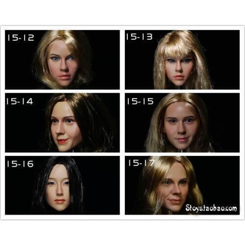 1/6 scale female head shape for 12" action figure doll accessories doll head carved not include body,clothes and other 15-16