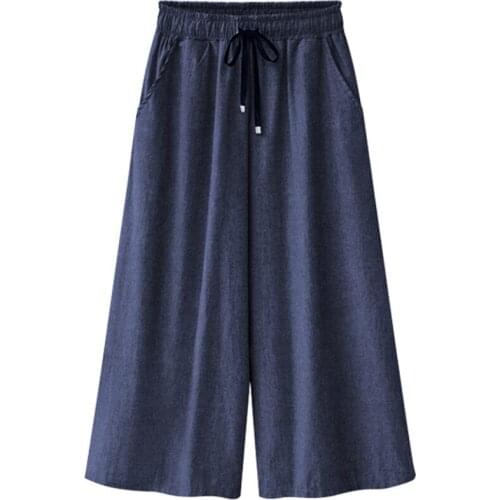 Fashion Ladies Vintage Bottom Women Casual Trousers Summer Casual 6XL Oversized Cropped Trousers Femme Free Shipping Hot 2021