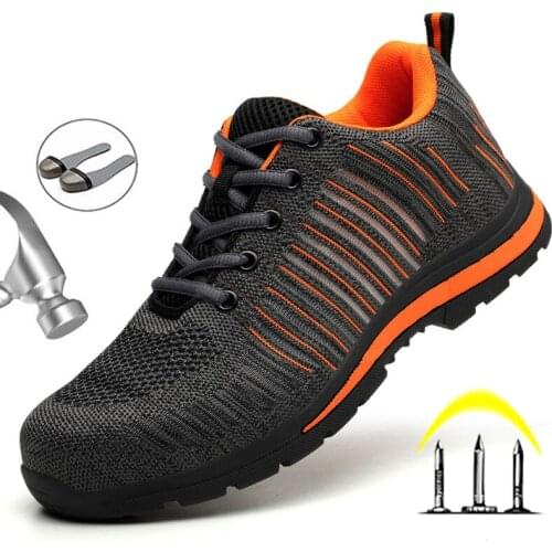 Men Boots Mens Mesh Breathable Safety Shoes Steel Toe Non-slip Indestructible Wear Sneakers Light Sneaker Work Boots