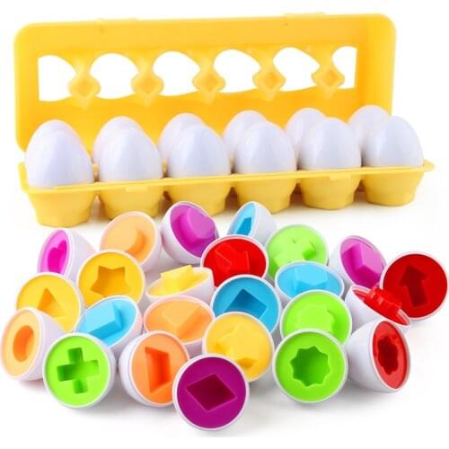 Baby Montessori Educational Toy Matching Eggs Color Shape Recoginition Sorter Puzzle Motor Skill TrainingToy Toddler Easter Gift