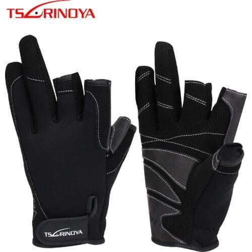 TSURINOYA Fishing Gloves 3/5 Half-Finger Outdoor Sports Anti-slip Hunting Gloves Breathable Protection Fishing Apparel