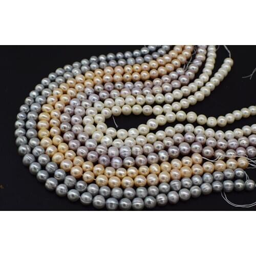 Freshwater pearl white/pink/purple/GRAY NEAR ROUND 9-10MM 14" FPPJ wholesale beads nature loose beads for DIY jewelry
