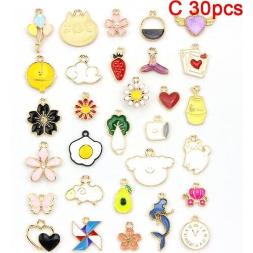 Mix Color Enamel Charms Flower Plant Star Pendant Black Pink Blue Red Yellow Purple For Bracelet Earrings Jewelry DIY For Gift