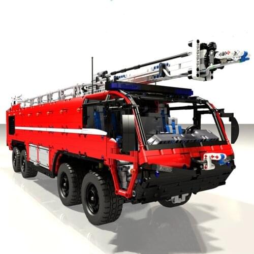 Christmas gifts MOC flagship Fire Fighting MOC-4446 Airport Crash Tender Boat Building Blocks Crane City Firefighter Bricks Toys