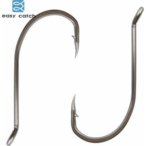 Easy Catch 100pcs 92554 Stainless Steel White Long Shank Octopus Fishing Hooks Size 1/0 2/0 3/0 4/0 5/0 6/0 7/0 8/0 9/0