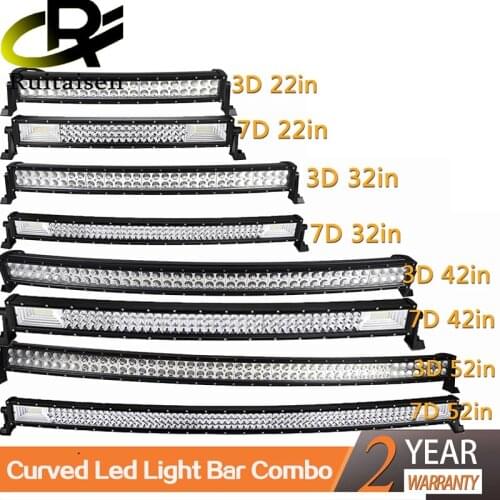 22 32 42 50 52'' Inch Curved Led Light Bar COMBO Led Work light 3D 7D bar Driving Offroad Car Truck 4x4 SUV ATV 12V 24V