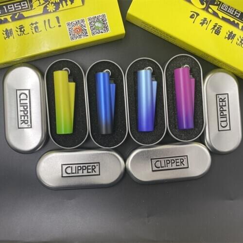 Original Clipper Lighter Metal Grinding Wheel Butane Gas Lighter 4Pcs Exquisite Metal Box Packaging Use For Collection And Gift