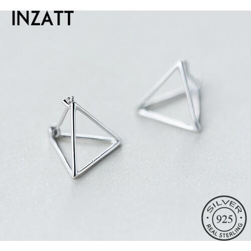 INZATT Punk MInimalist Geometric Triangle Hoop Earrings Charm 925 Sterling Silver Fine Jewelry For Women Accessories