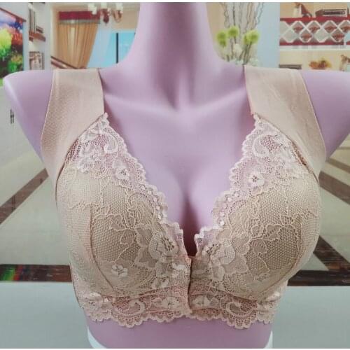 H9678 Full Cup Bra Lingerie Women Comfortable Sexy Lace Underwear Front Buckle Non-adjusted Straps No Steel Ring Breathable Bras