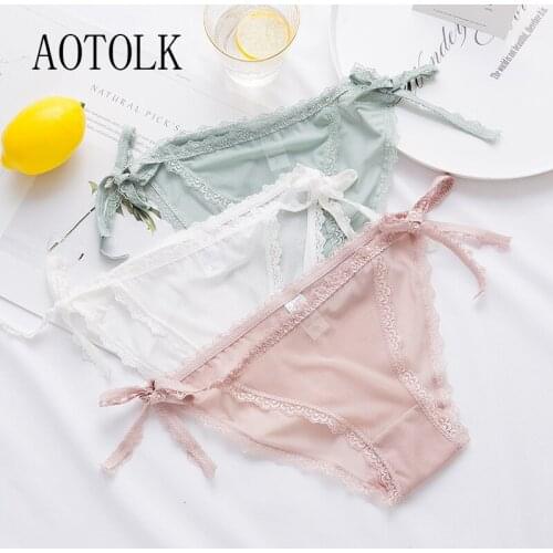 3Pac Women Underwear Sexy Lace Temptation Lingerie One Size Low-waist Shorts Female Transparent Mesh Embroidery Briefs Underpant