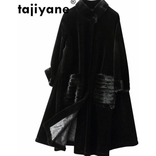 Womens Real Fur Coat Autumn Winter Jacket Women Clothes 2021 Mink Fur Collar Wool Coats Korean Vintage Sheep Shearling ZT1526
