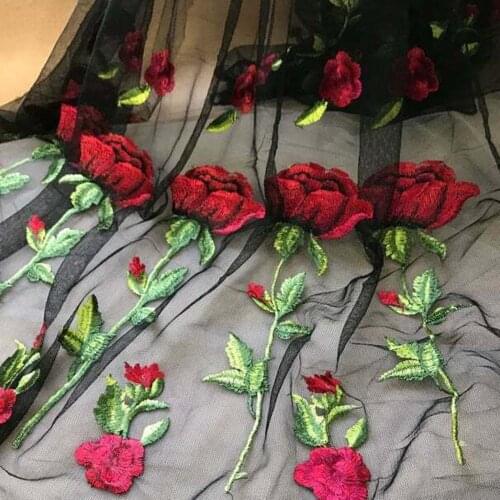 1 Yard Charming Net Lace Flowers Latest Nigerian Lace Styles French Party Lace Fabric Embroidery Rose Floral Tulle Lace Fabric