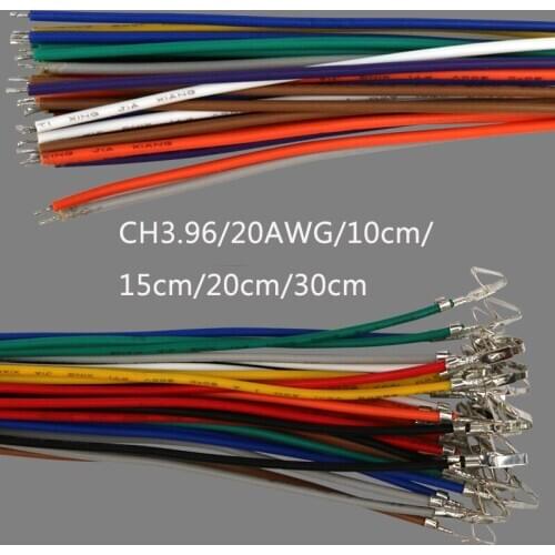 100PCS CH3.96 terminal line 20awg color connection harness single and double head crimp terminal 5.08 universal spacing 3.96m