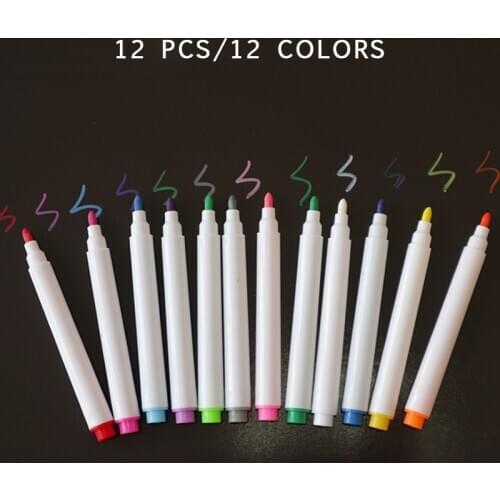 12 Pcs/set Different Colors Water-soluble Liquid Chalk Pen Glass Blackboard Marker Office School Supplies Drawing Non-dust Chalk