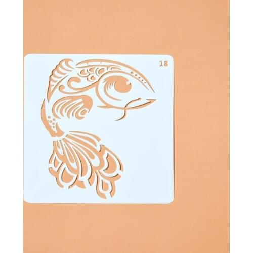 13*13 Fish Layering Stencils for Diy scrapbook/photo album Decorative Embossing coloring,painting stencil,home decor