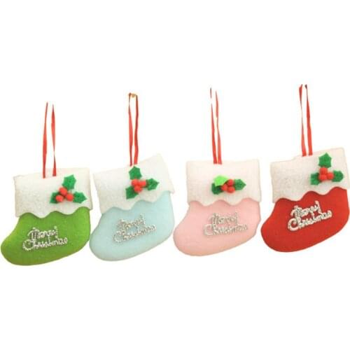 4pcs Christmas Decorations Small Boots Pendant Plush Christmas Stocking Pendant Christmas Gift Bag ChristmasTree Ornaments