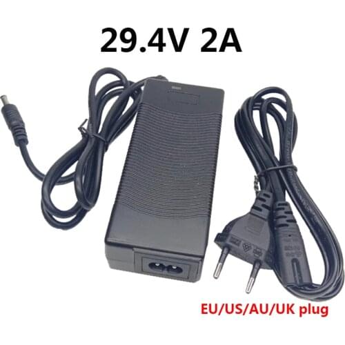 29.4V 2A AC DC Power Adapter Supply Adaptor 29.4 Volt 2000mA Lithium Battery Charger 5.5mmx2.1-2.5mm EU/US/AU/UK Plug