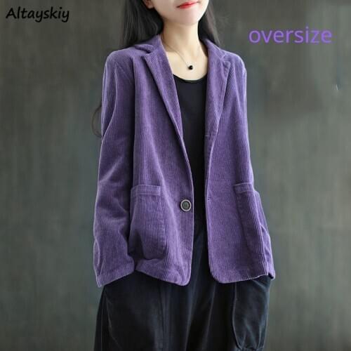Blazers Women Large Size 4XL Leisure Spring All-match Notched Long Sleeve 4 Colors Korean Style High Street Outerwear Mujer Chic