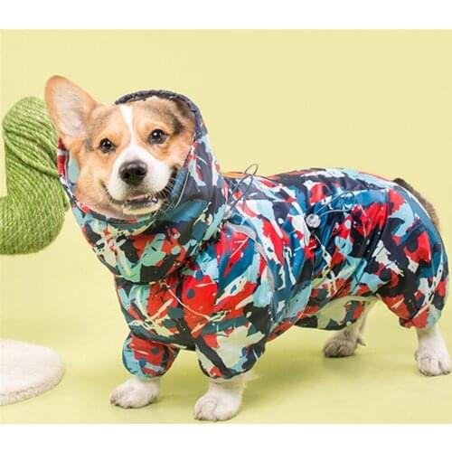Welsh Corgi Dog Raincoat Jumpsuit Pet Clothing Waterproof Dog Clothes Golden Retriever Rain Jacket Costume Pet Outfit Rainwear