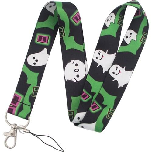 ER120 Lovely White Ghost Creative Lanyard Badge ID Lanyards Mobile Phone Rope Key Lanyard Neck Straps Helloween Accessories