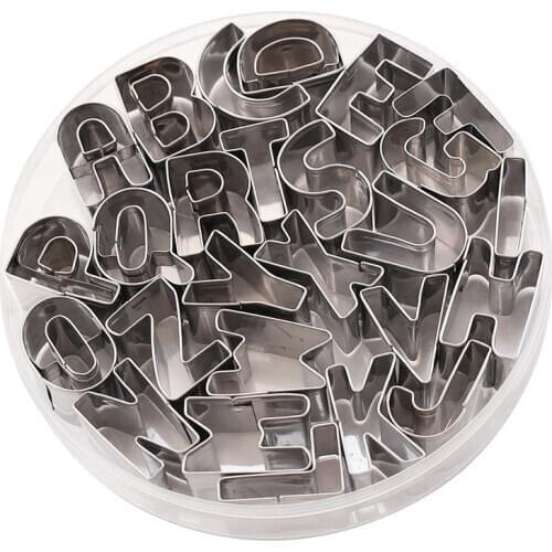 Stainless Steel Alphabet Letter Cookie Cutters Mold Biscuit Number Cutter Set Cake Decorating Moulds Fondant Cutter Set m038