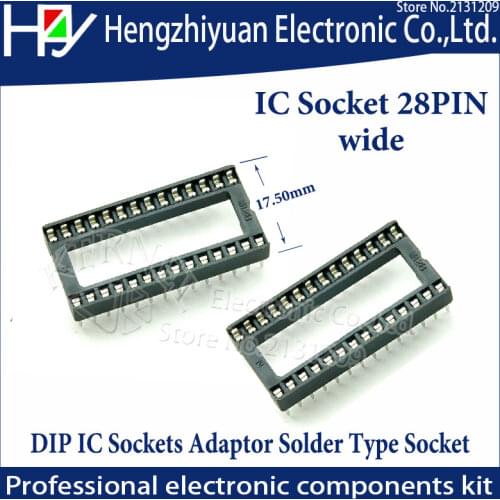 Hzy wide 28 pin Sockets 28 pin wide 10PCS 2.54mm Through Hole Stamped pin Open Frame ,Pitch Through Hole Dip Socket Connectors