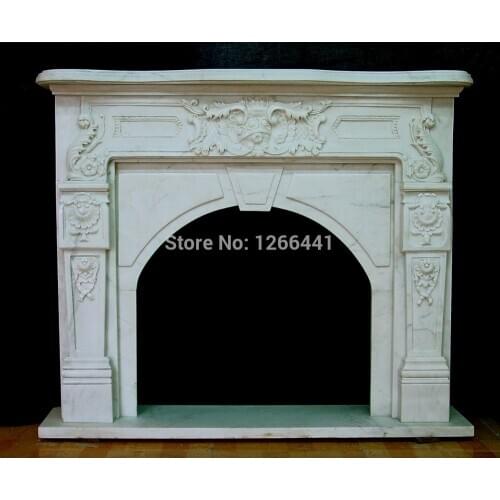 Stone fireplace mantel surround special European style carved natural white marble portal