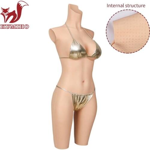 KUMIHO Crossdress Silicone Bodysuit Fake Breast Form False Vagina Internal floating point design silica gel fill for Transgender