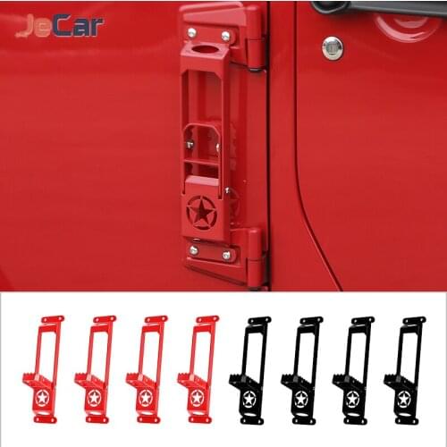Multifunction Step Car Door Step Latch Hook Auxiliary Foot Pedal Five Star Logo For Jeep Wrangler JK JK/JL/JT 2007-2021