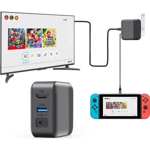 2 in 1 Multifunction Charging Dock Small PC Adapter USB Type-C HD HDMI-compatible TV Converter For Nintendos Switch Game Console