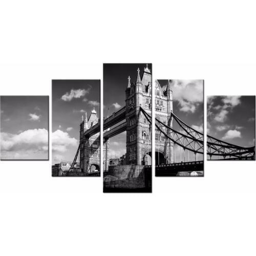 Fashion Framed Wall Decorations 5pcs / Set Modern Mural New York Bridge Canvas Print Artist Canvas Decoration/XC-city-158