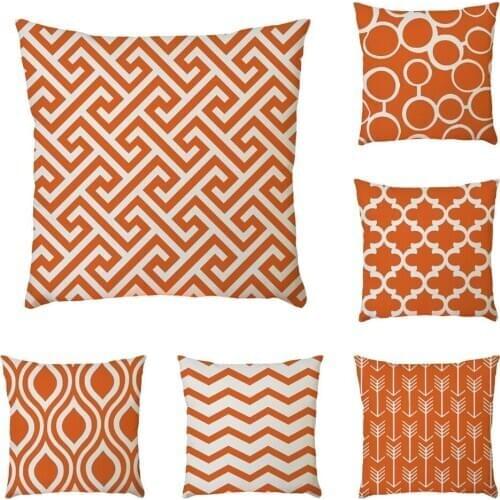 Fashion Multi-color 45*45cm Cotton Linen Mustard Pillow Case Orange Geometric Fall Autumn Pillow Covers Decorative