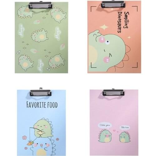 Cartoon Dinosaur A4 Paperboard Clip Writing Board for Office School Hardboard Paper Pad File Holder Multifunctional Student