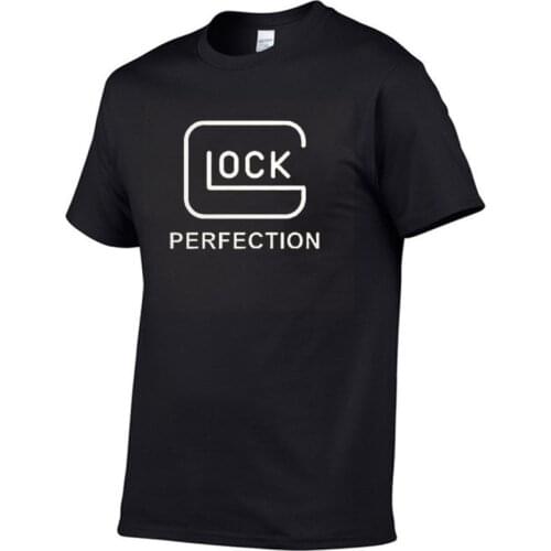 Glock Perfect Shot Mens Summer Sports T-shirt Outdoor Hunting Jungle Cotton T-shirt Airsoft Hiking Pistol Military Police T-shi