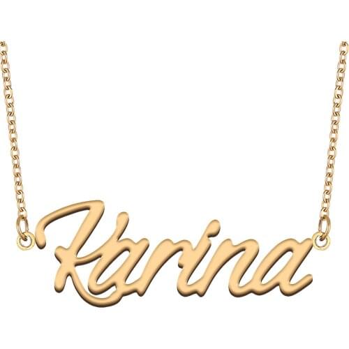 Karina Name Necklace for Women Stainless Steel Jewelry 18k Gold Plated Nameplate Pendant Femme Mother Girlfriend Gift
