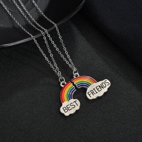 Fashion Best friend LGBT Rainbow flag necklace titanium steel simple temperament sunflower couple pendant holiday party gifts