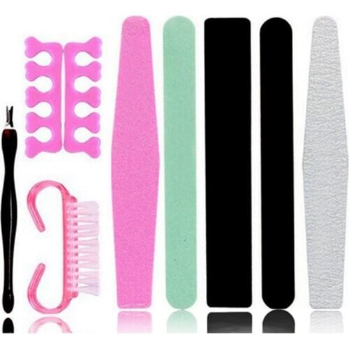 9pc/Set Professional Manicure Pedicure Polish Nail Art Tools Buffer Block Nail File Buffer Buffing NailFile Brush