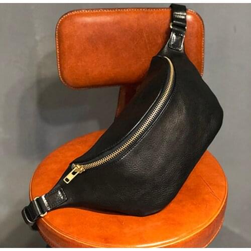 Original handmade vegetable tanned cowhide shoulder bag new diagonal chest bag casual mens multifunctional waist bag