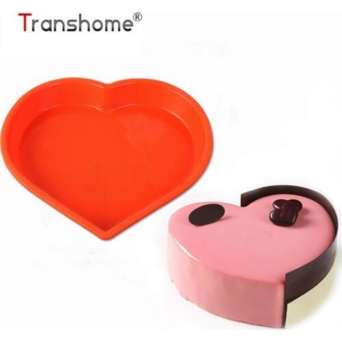 Transhome Silicone Molds 3D Heart Shape Valentines Day Lovers Birthday Cake Molds For Sponge Cakes Chiffon Mousse Pastry Tools