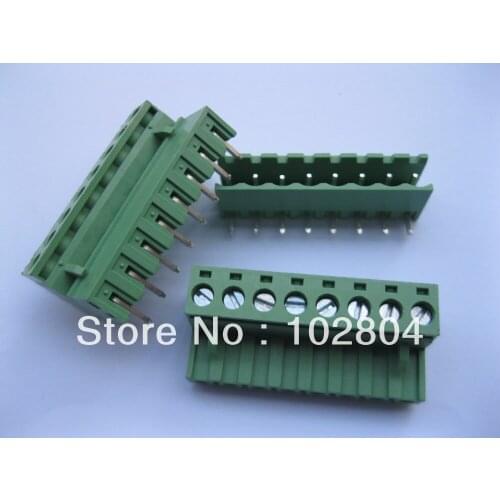 50 Pcs Pitch 5.08mm Angle 8way/pin Screw Terminal Block Connector Pluggable Type Green 2EDCK-2EDCR-5.08