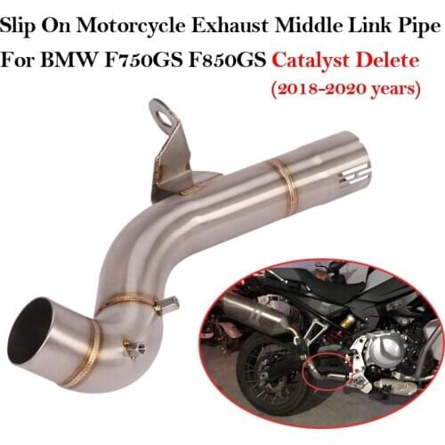 Motorcycle Middle Link Pipe Catalyst Delete Eliminator Enhanced For BMW F750GS F850GS Exhaust Moto Escape Tube Modified Slip On
