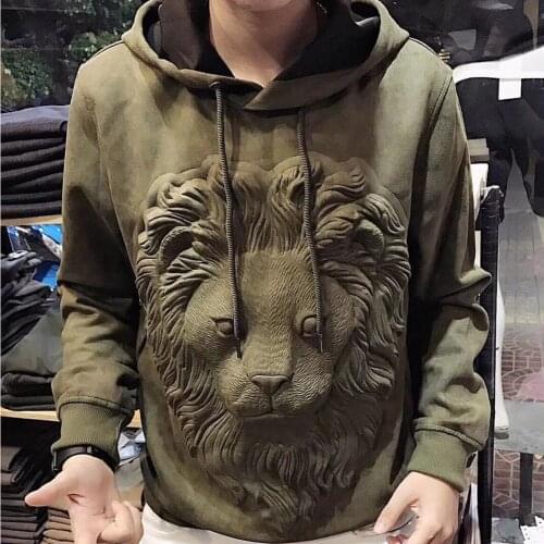 Tiger Lion Sweatshirts Men Trendy Mens Hooded Long-sleeved Top Chandal Hombre Completo Streetwear 2021 Autumn Hip Hop Sweatshirt